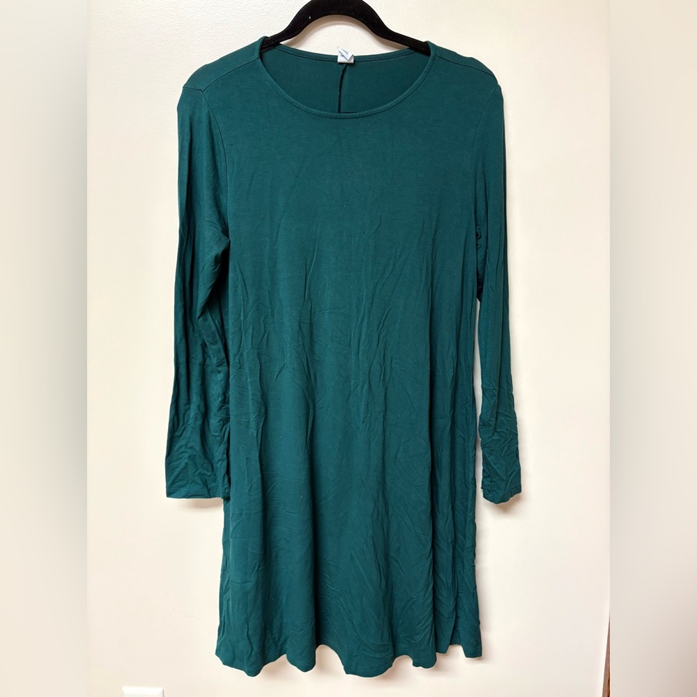 Old Navy Forest Green Long Sleeve Swing Dress